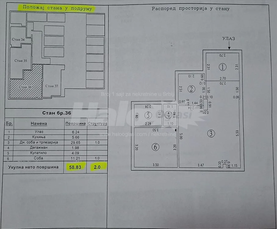 Dvoiposoban stan, 59 m², Mirijevo
