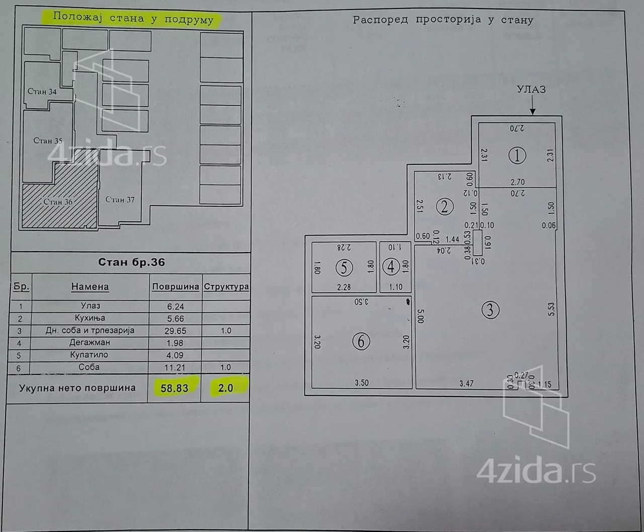 Dvoiposoban stan, 59 m², Mirijevo